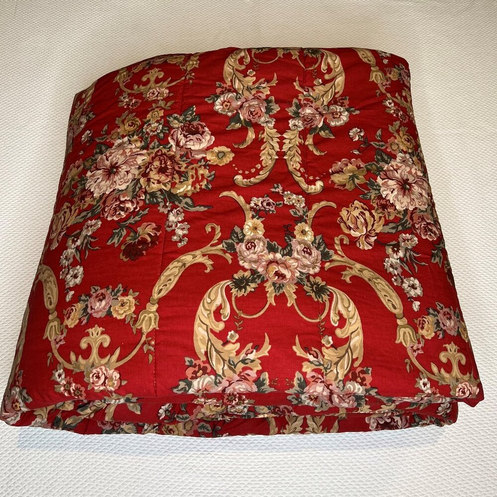 Ralph Lauren Bedding: Red Floral Marseilles King Comforter: Preowned